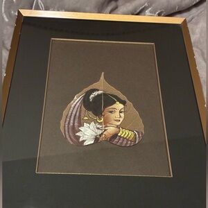Framed Indian Peepal leaf Artwork